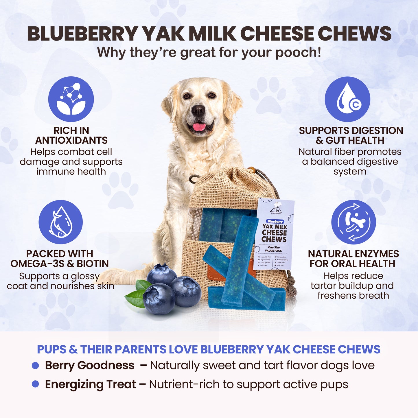 5lbs Assorted Yak Chews One Size Fits All - regular, strawberry, flax seeds, honey and turmeric chews