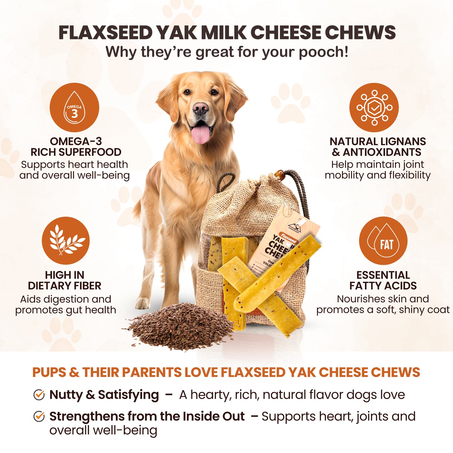 Flaxseeds Yak Chews One Size Fits All