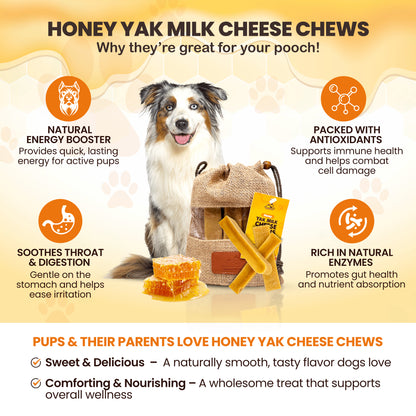 5lbs Assorted Yak Chews One Size Fits All - regular, strawberry, flax seeds, honey and turmeric chews